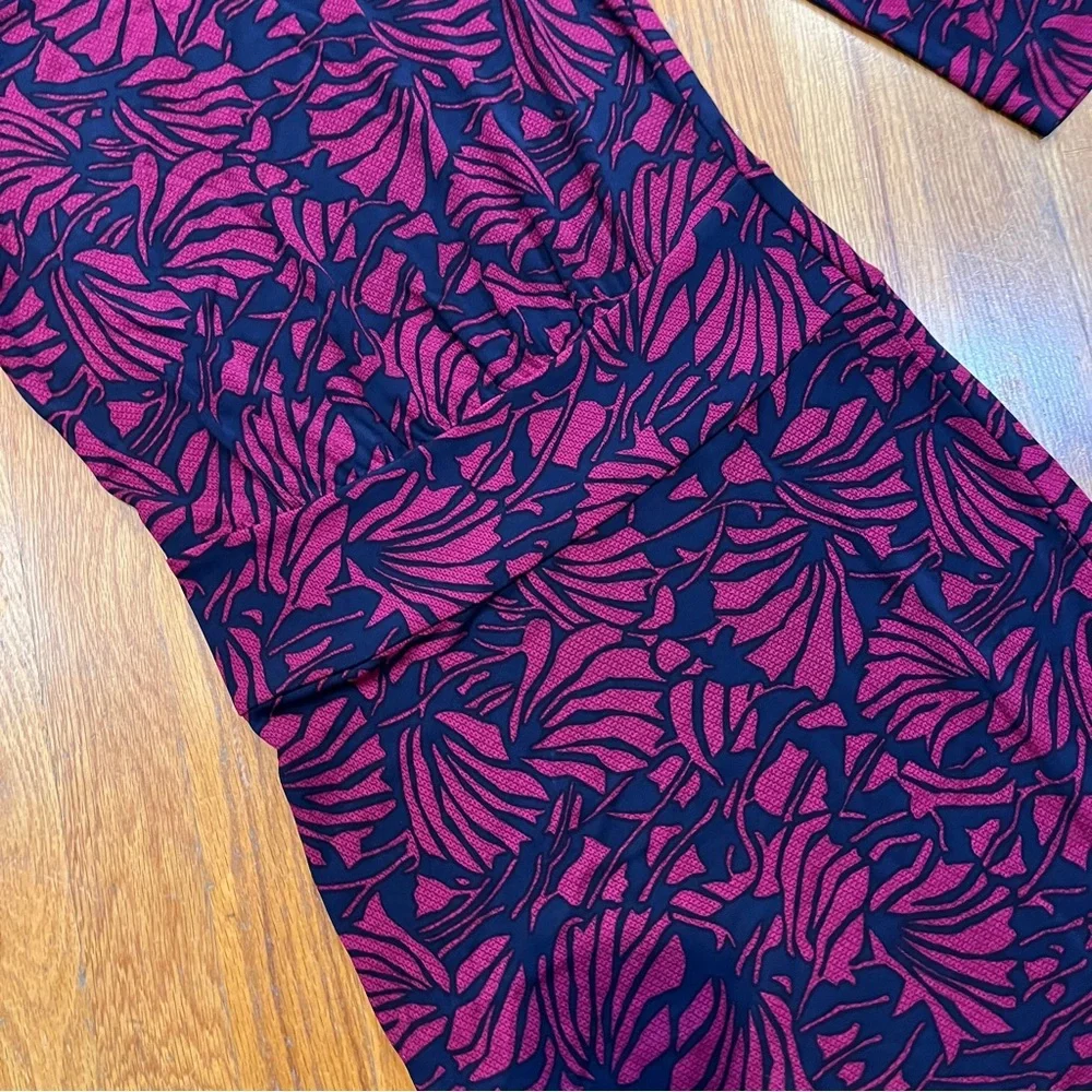Tory Burch Etta Floral Sheath Dress Navy Fuschia Size Small Knee Length - Picture 7 of 10